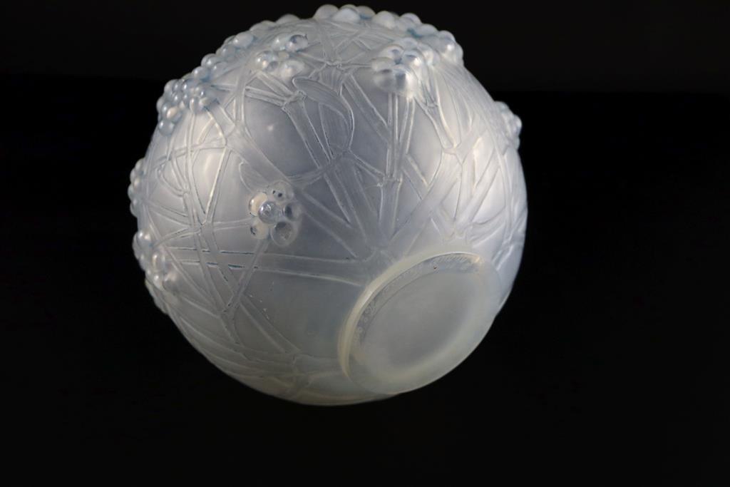 René Lalique. A pre-war opalescent glass Druide pattern vase, no.937, designed in 1924 17.5cm high